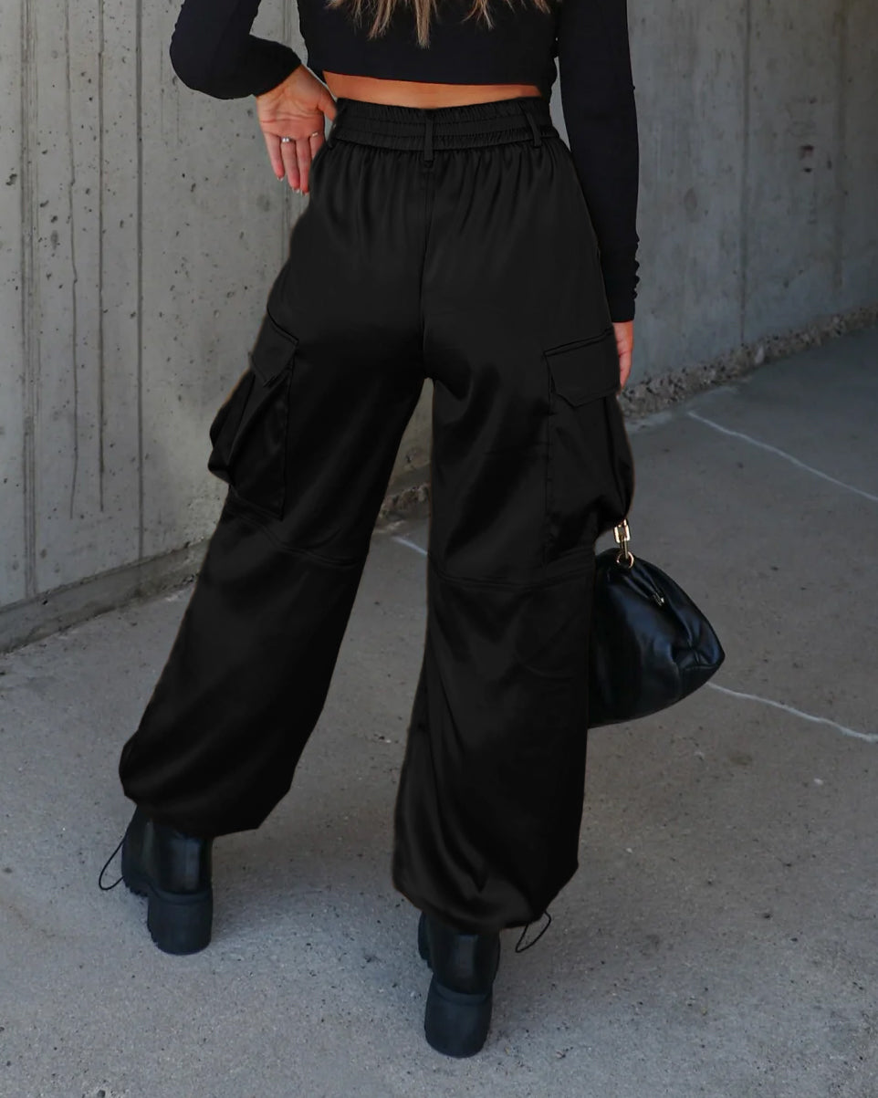 Satin Parachute Cargo Pants