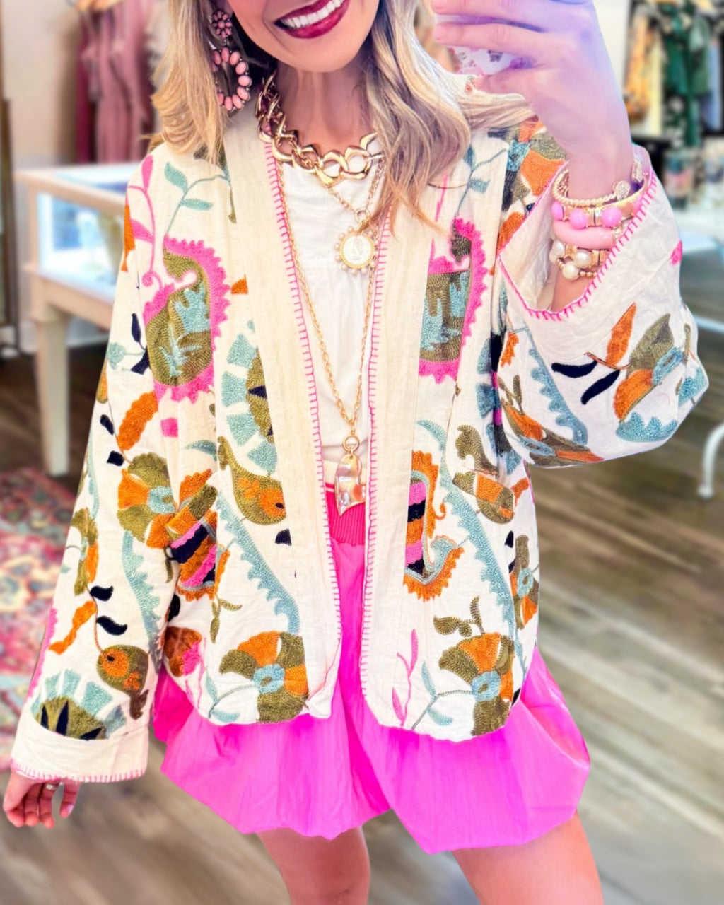 All-over Embroidered Cardigan