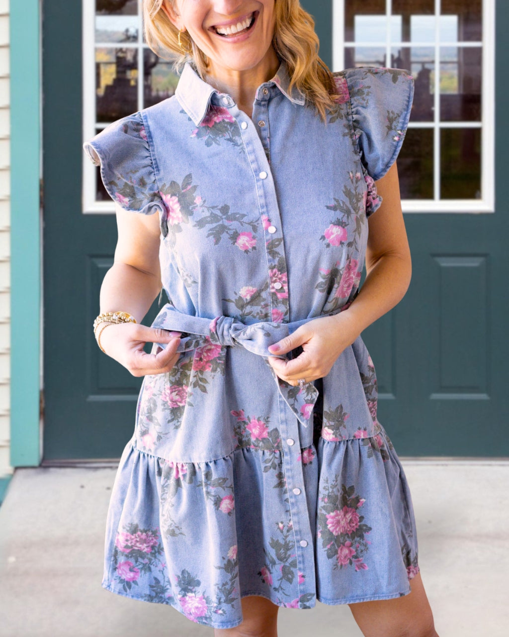 Fresh Floral Denim Dress