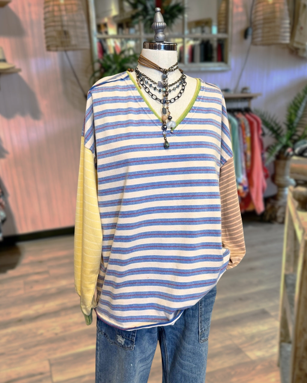 Striped Color-block Casual Pullover