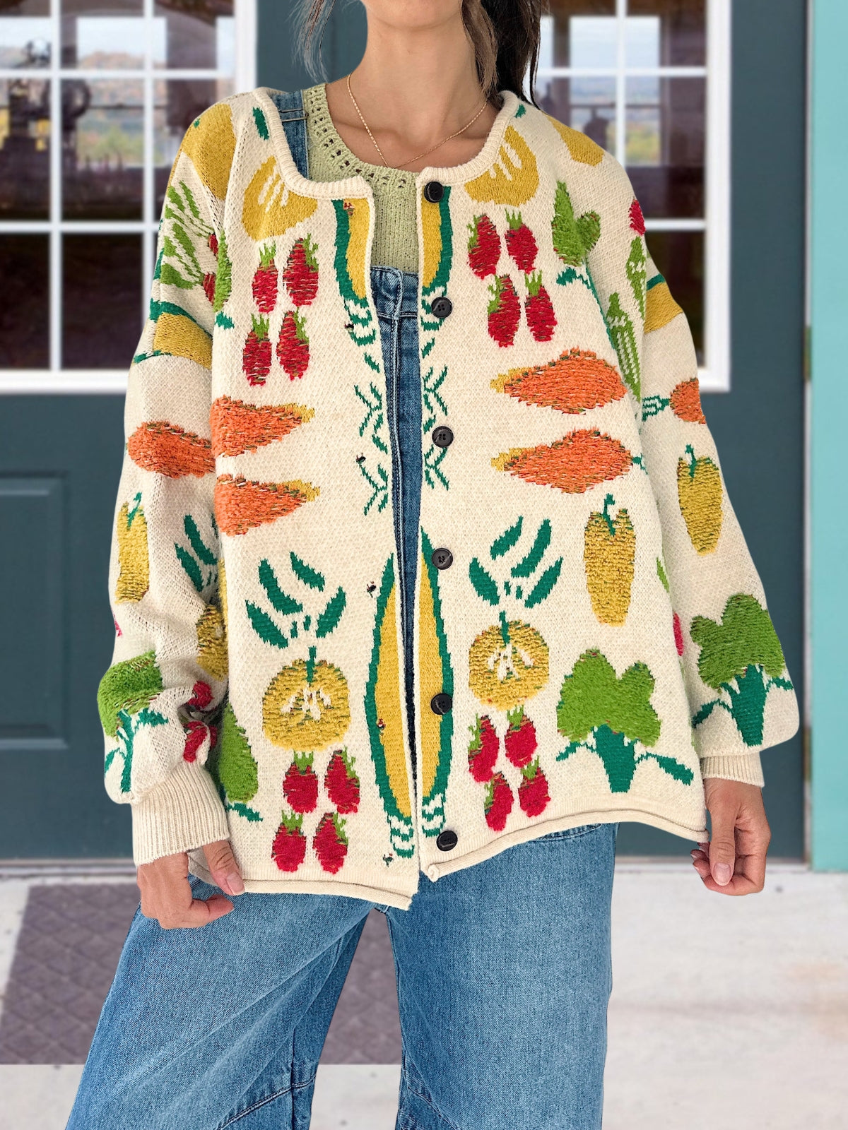 Harvest Vegetable Pattern Cardigan