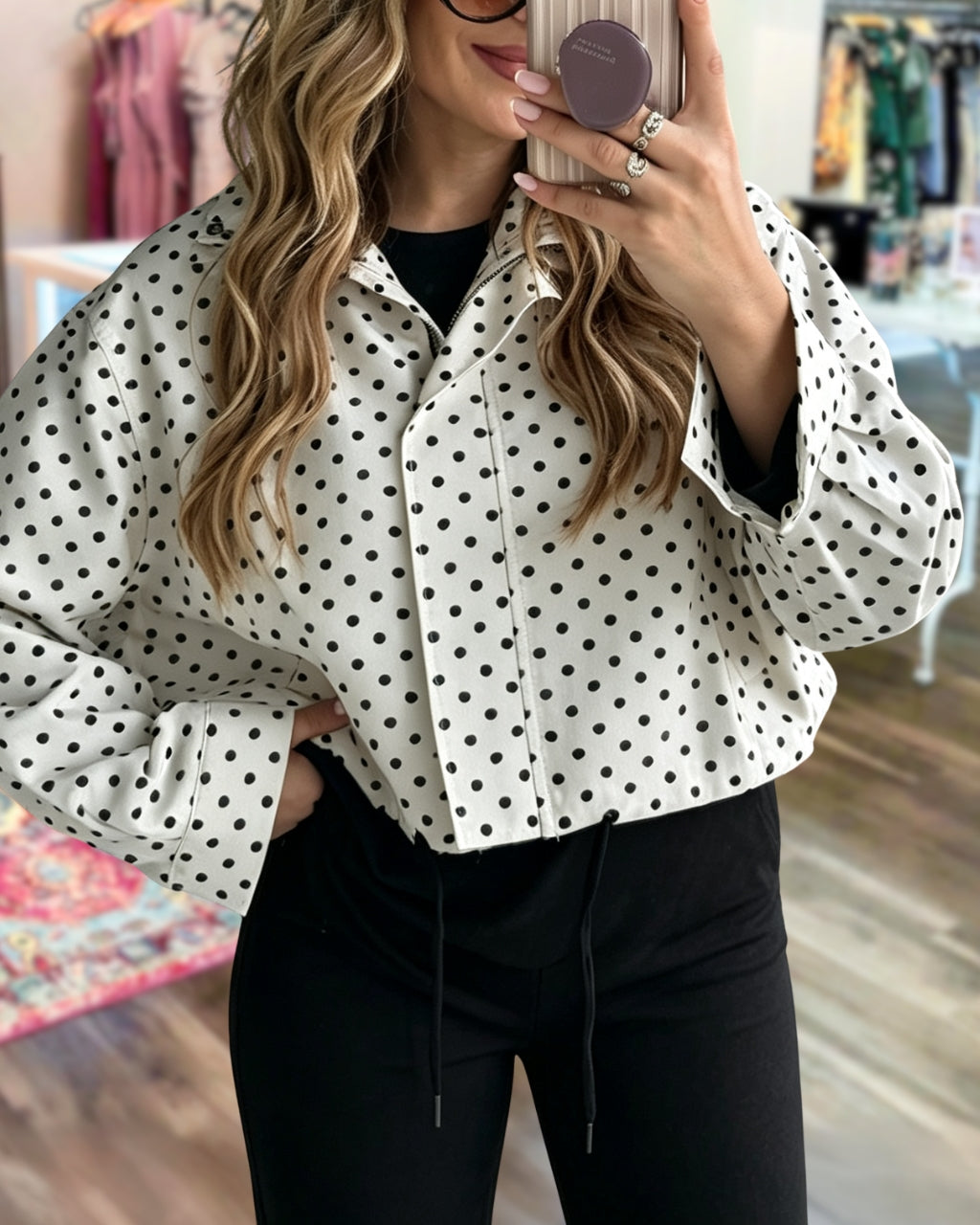 Stylish Turtleneck Polka-Dot Jacket
