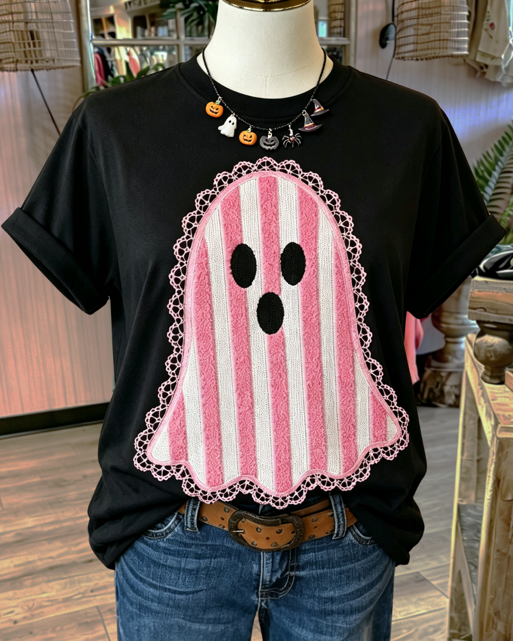 Cute Ghost Embroidery T-Shirt