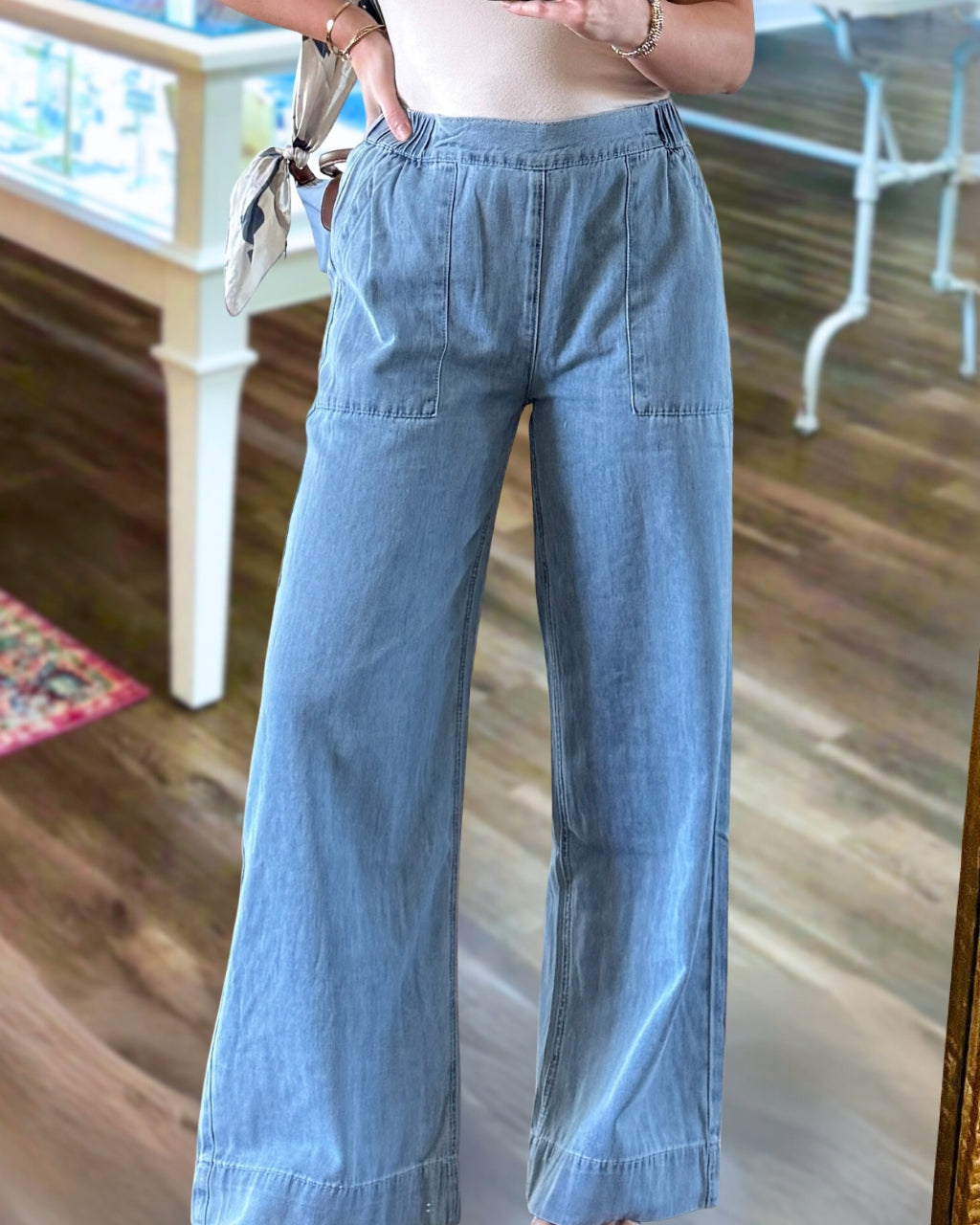 Simple Wide-leg Denim Pants