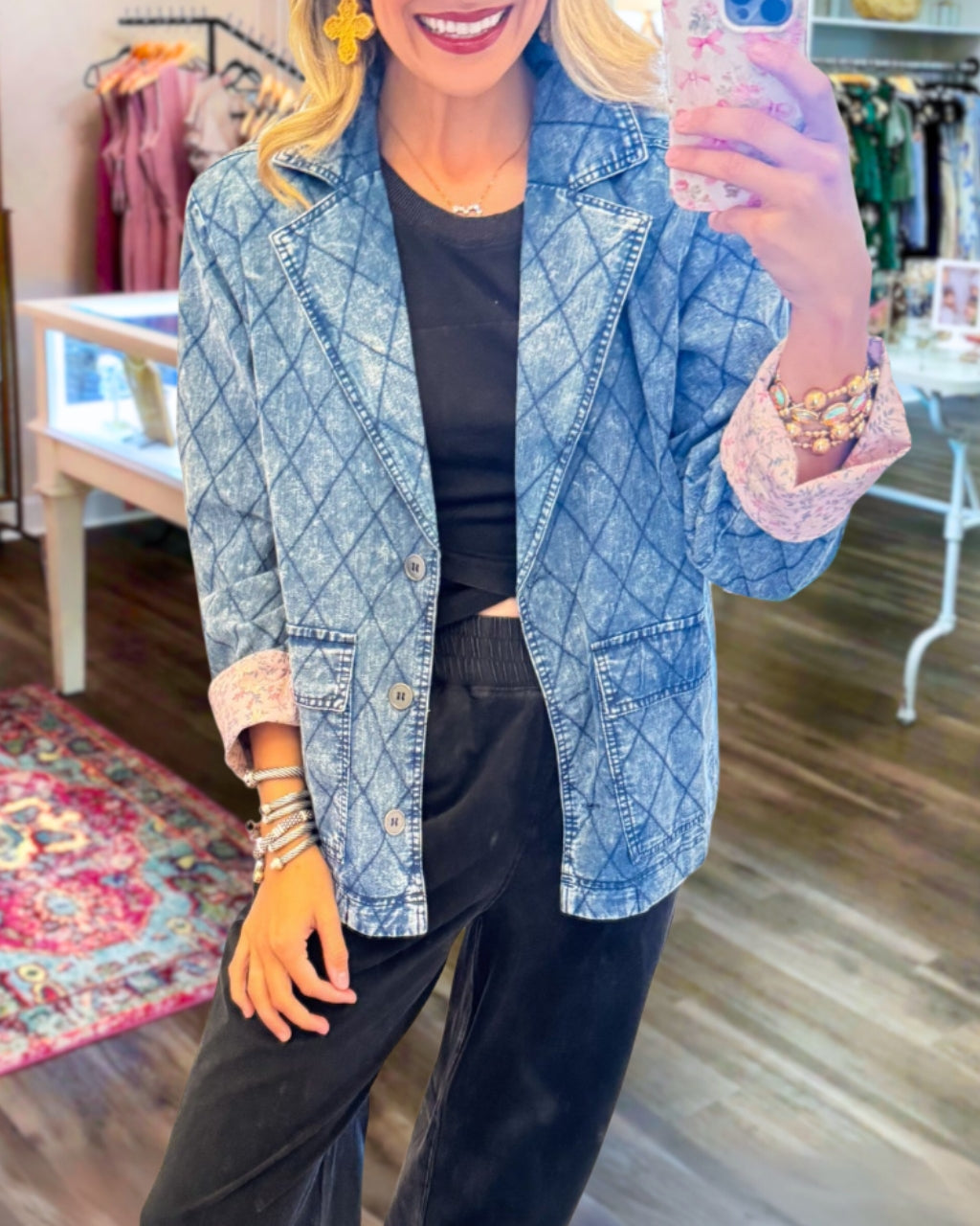 Stylish Quilted Denim Jacket