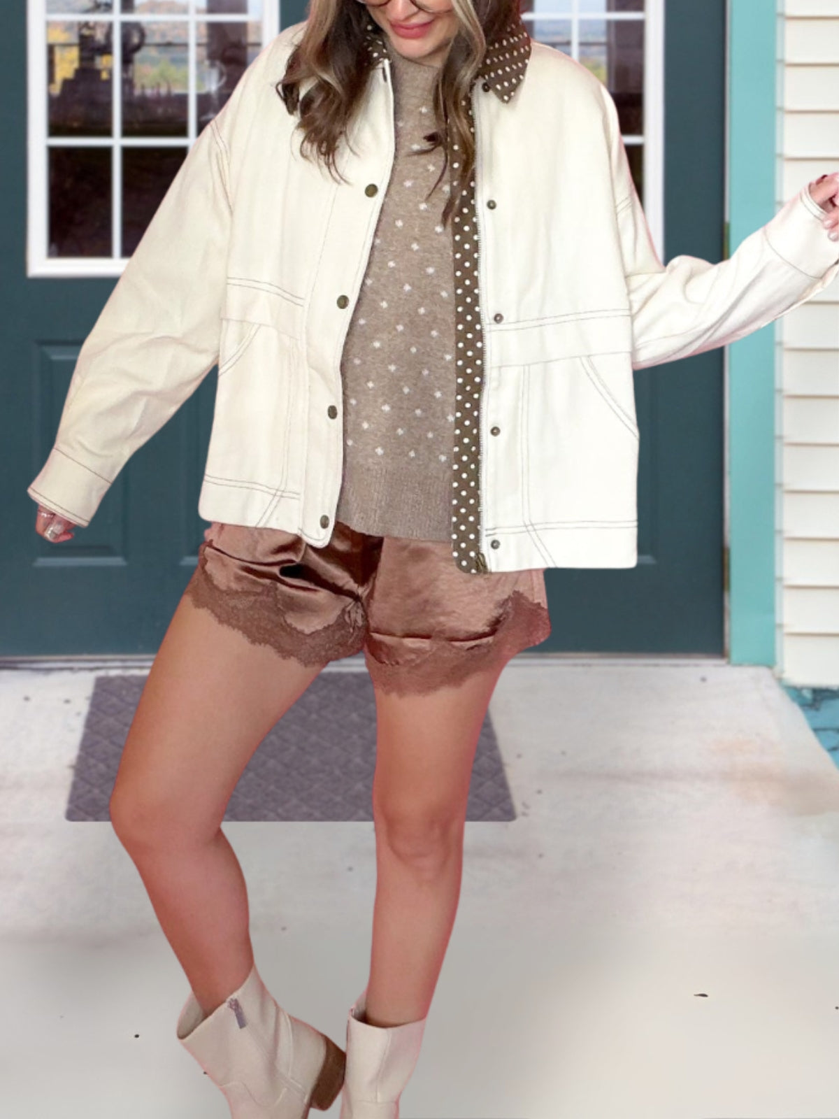 Color Block Polka Dot Jacket