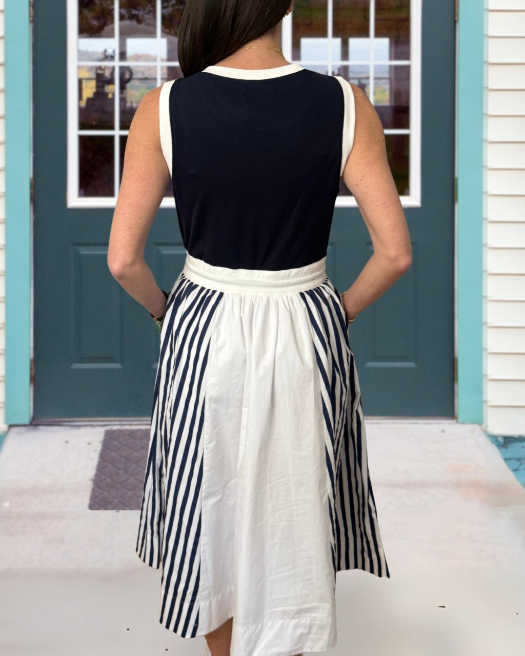 Striped Patchwork Sleeveless Dress