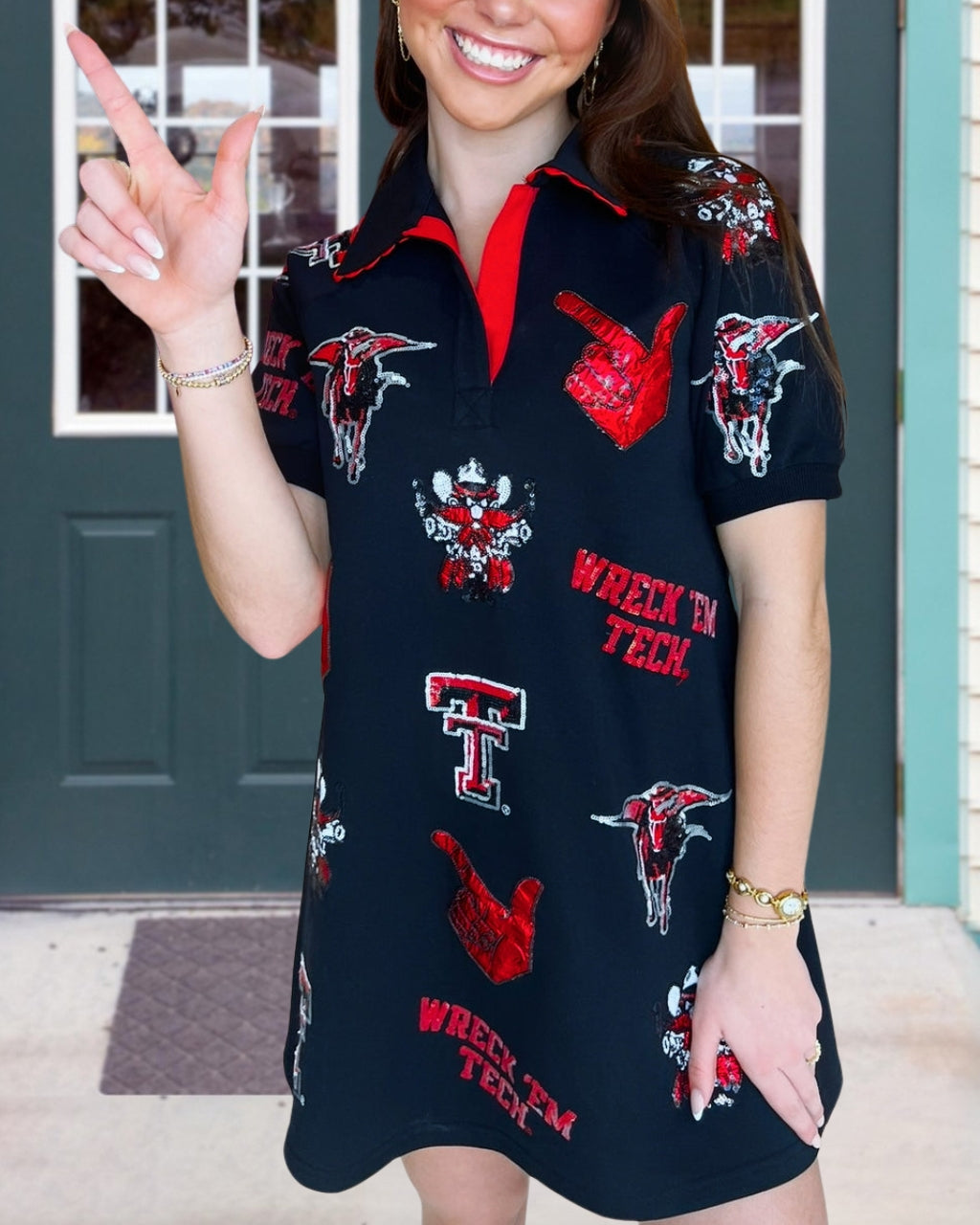 Cheer in Sequins Collar Dress