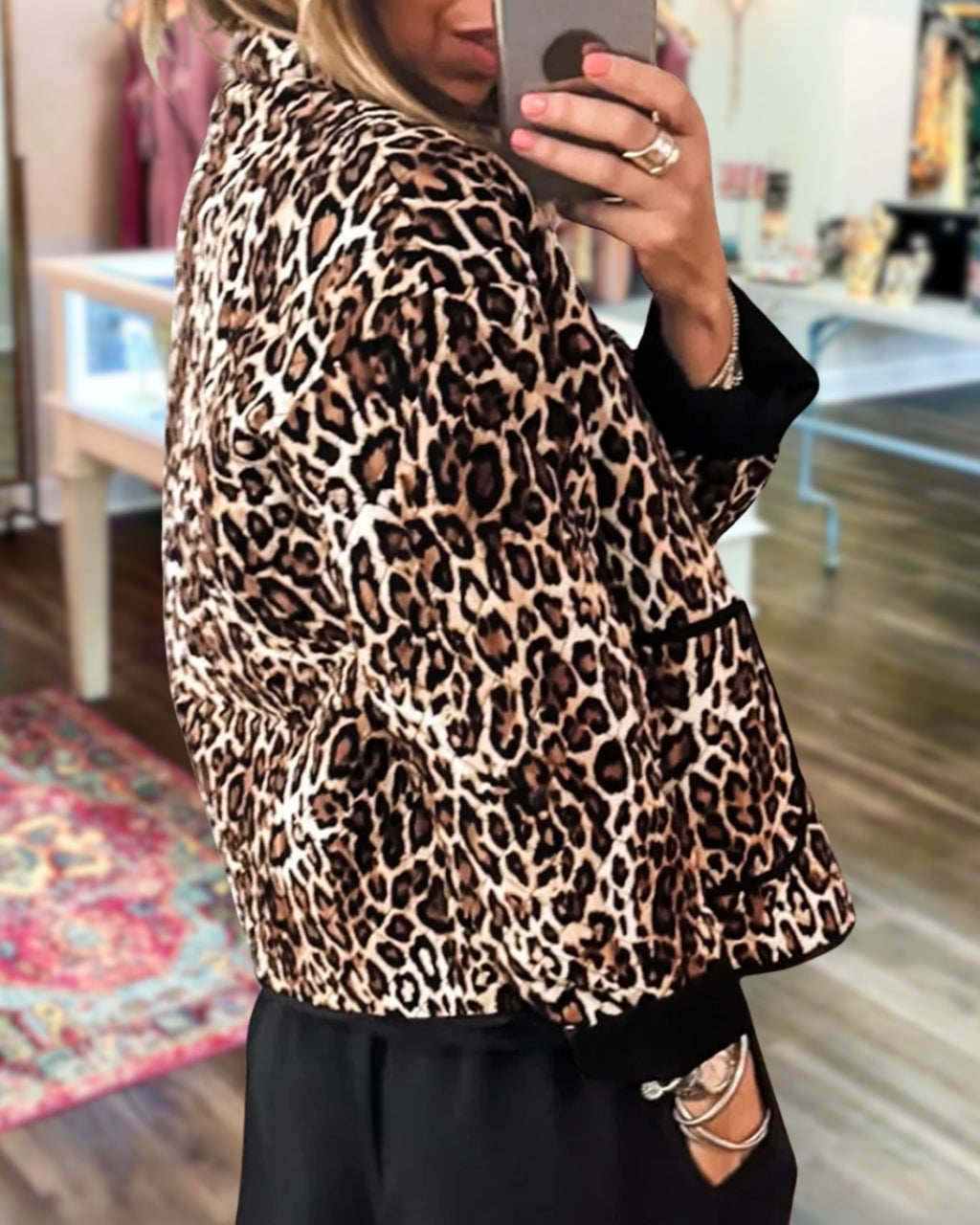 Distinctive Quilted Leopard Print Jacket