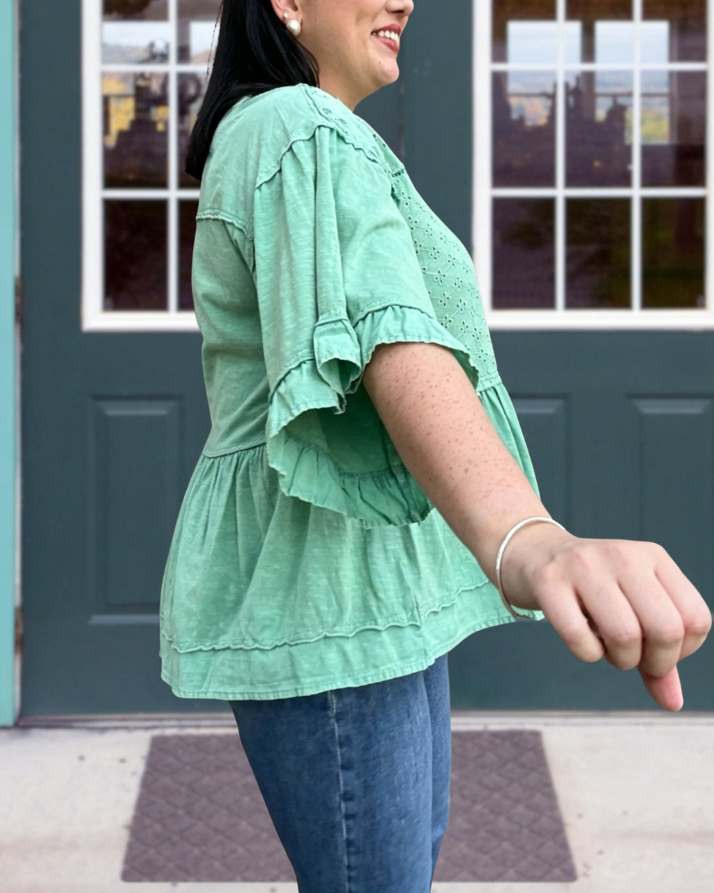 Lived In Ruffle Eyelet Top