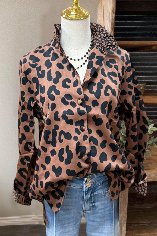 Leopard Print Satin Blouse