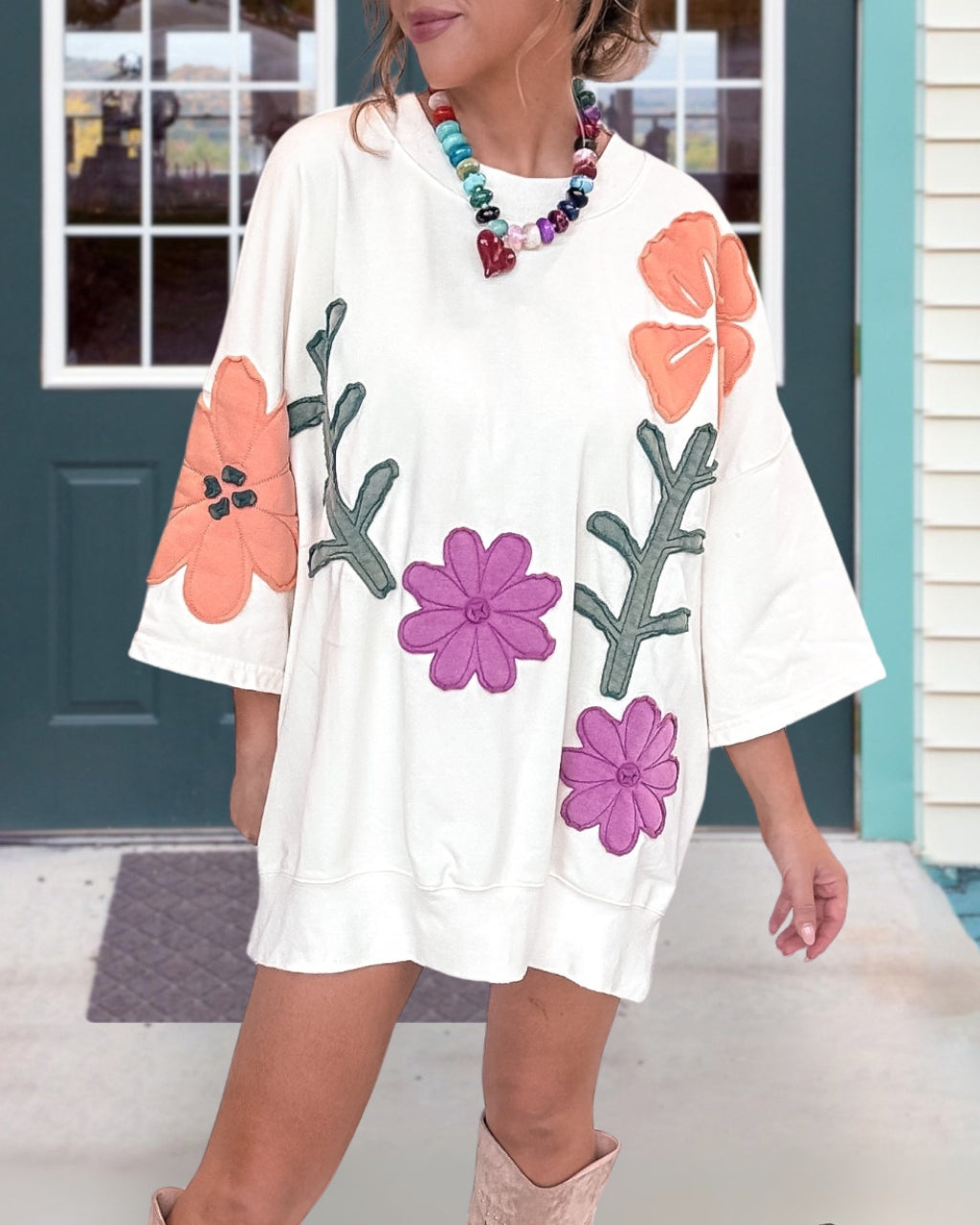 Floral Patch Oversized Top