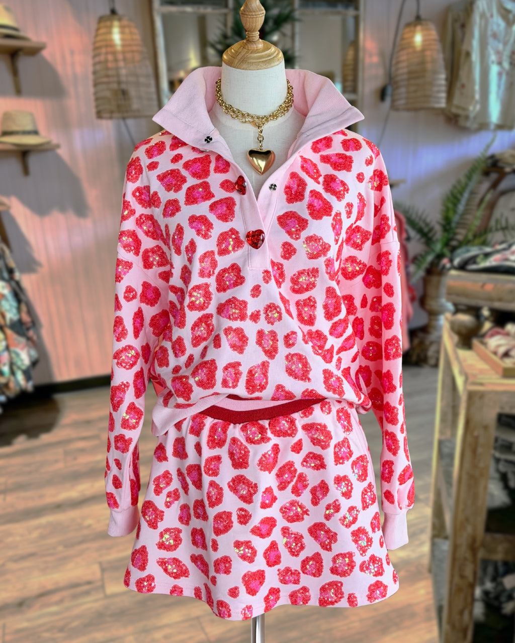 Cute Leopard Print Sequin Pullover