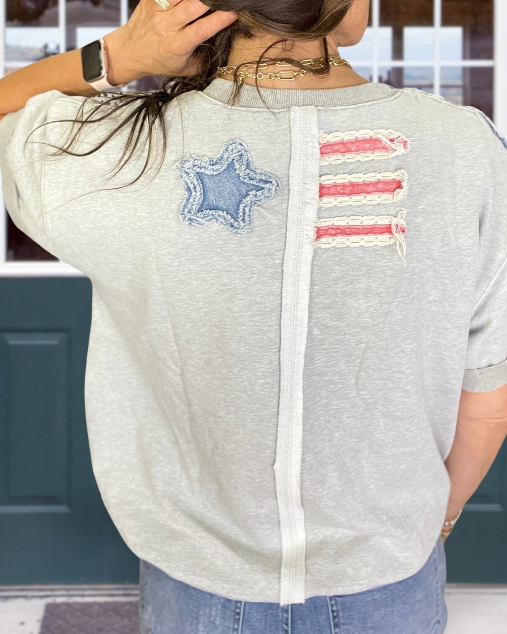 Flag-Style Patch Embroidered T-Shirt