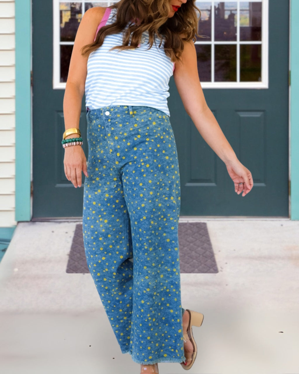 Polka Dot Denim Pants