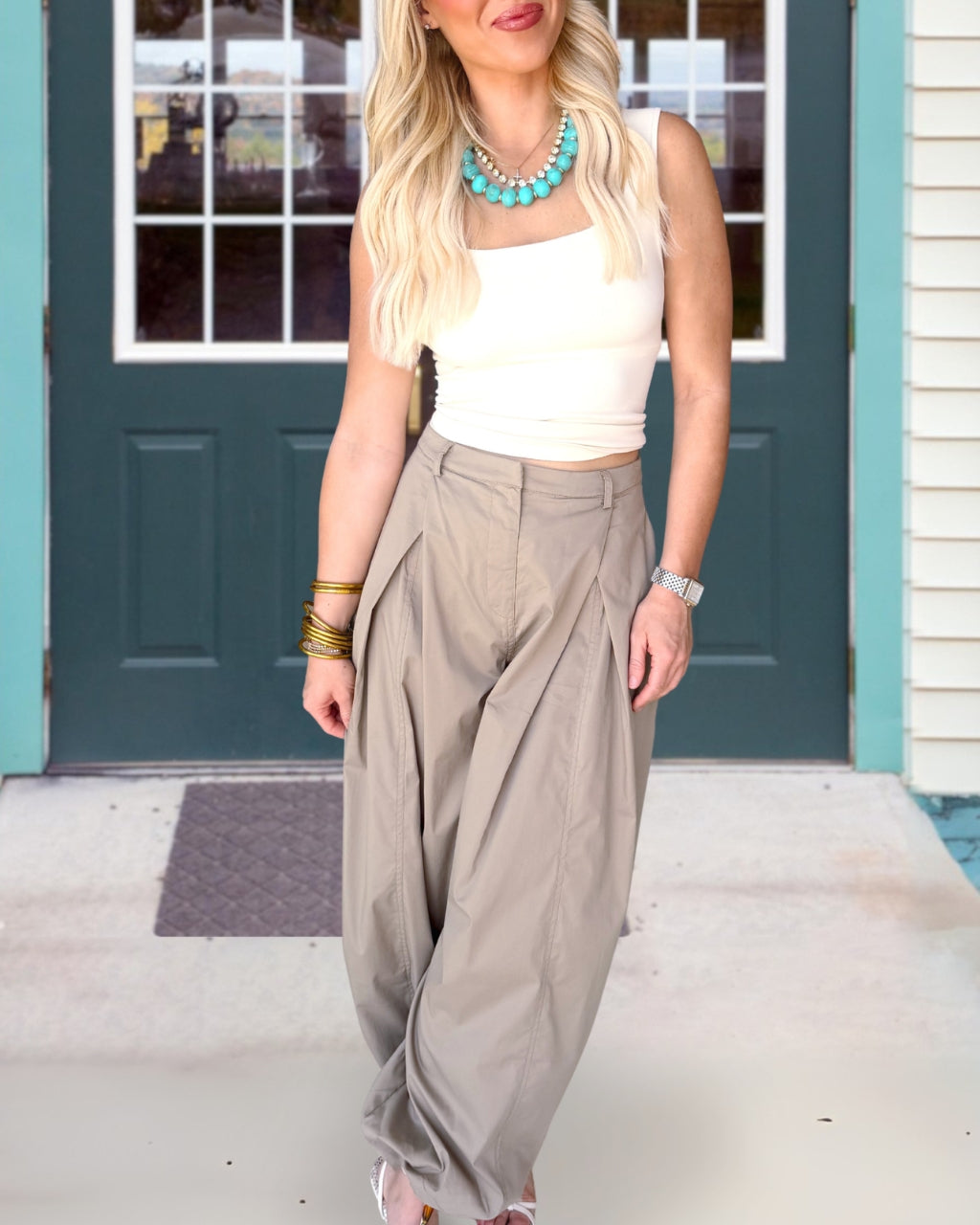 Structured Effortless Pintuck Wide Pants