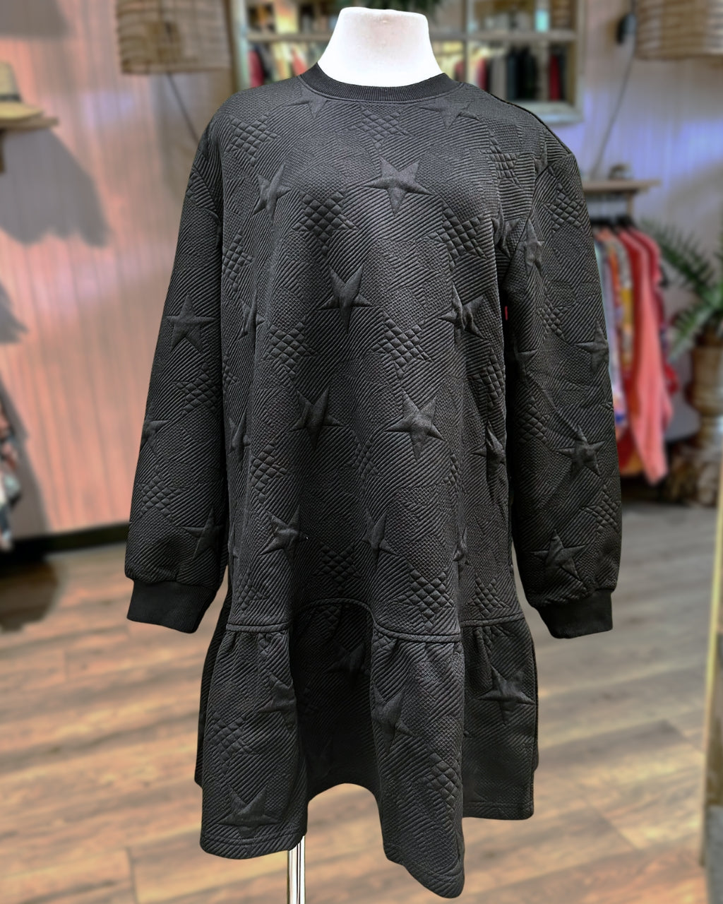 Star-textured Crew Neck Dress