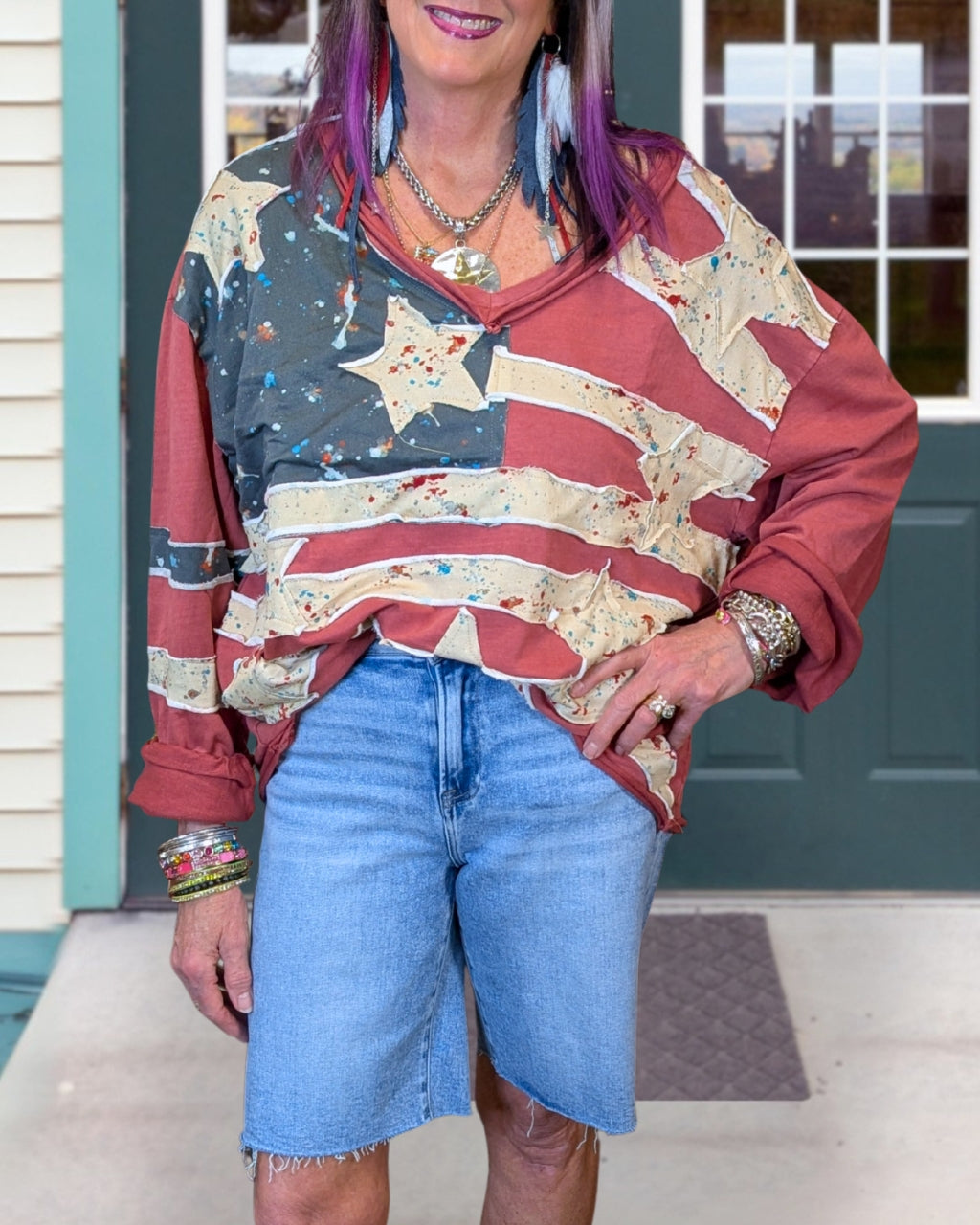 Artistic Flag V-neck Pullover