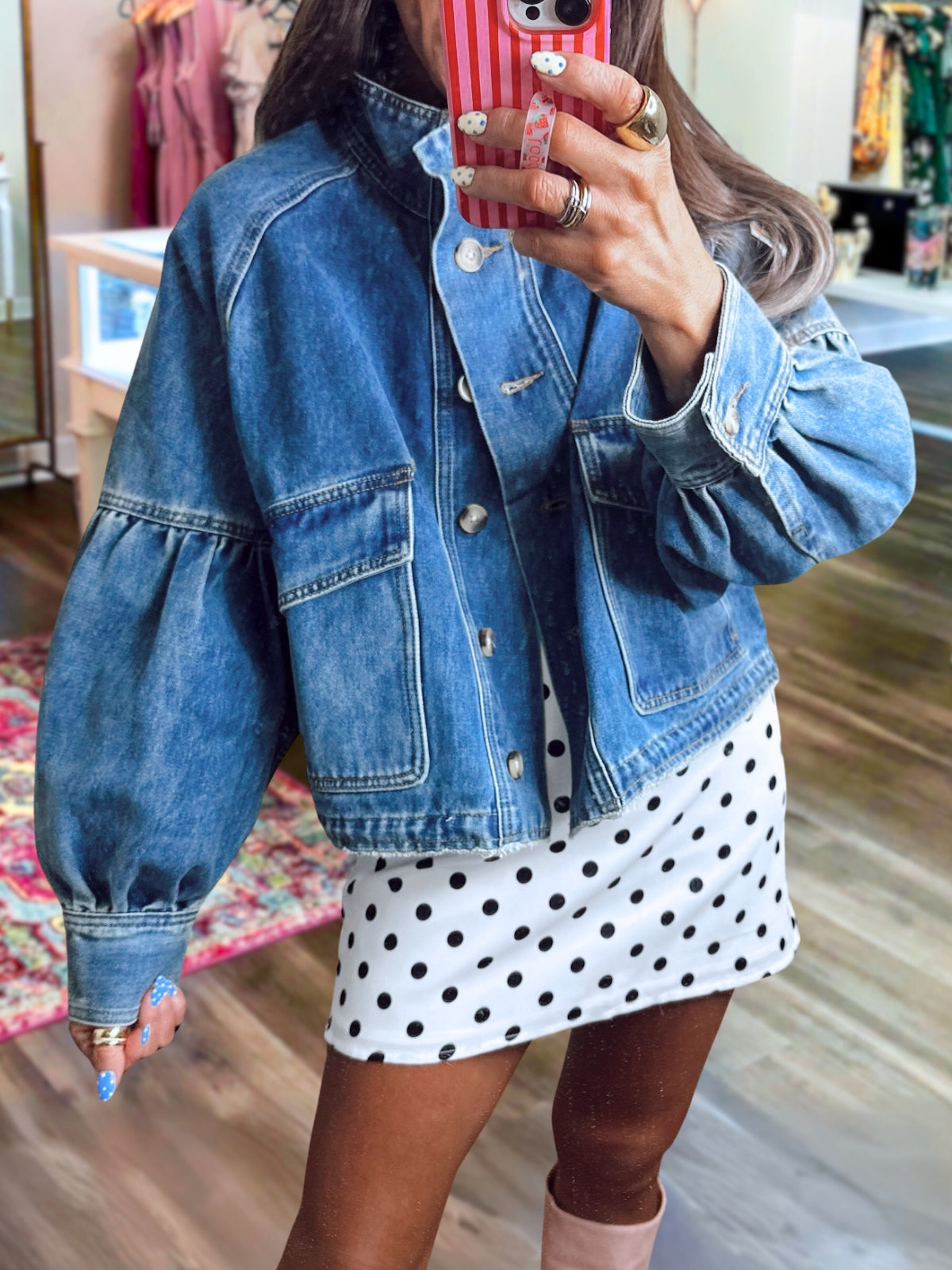 Balloon Sleeve Denim Jacket