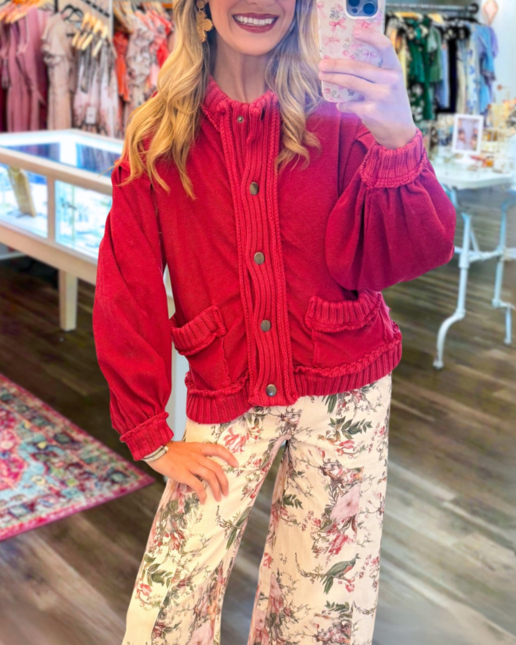 Knitted Trim Cardigan Jacket