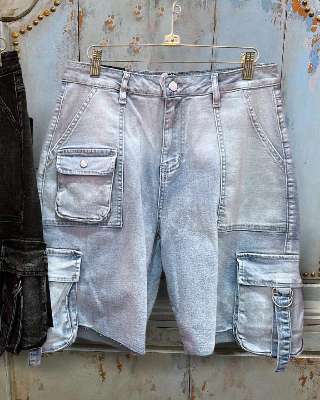 Utility Denim Cargo Shorts