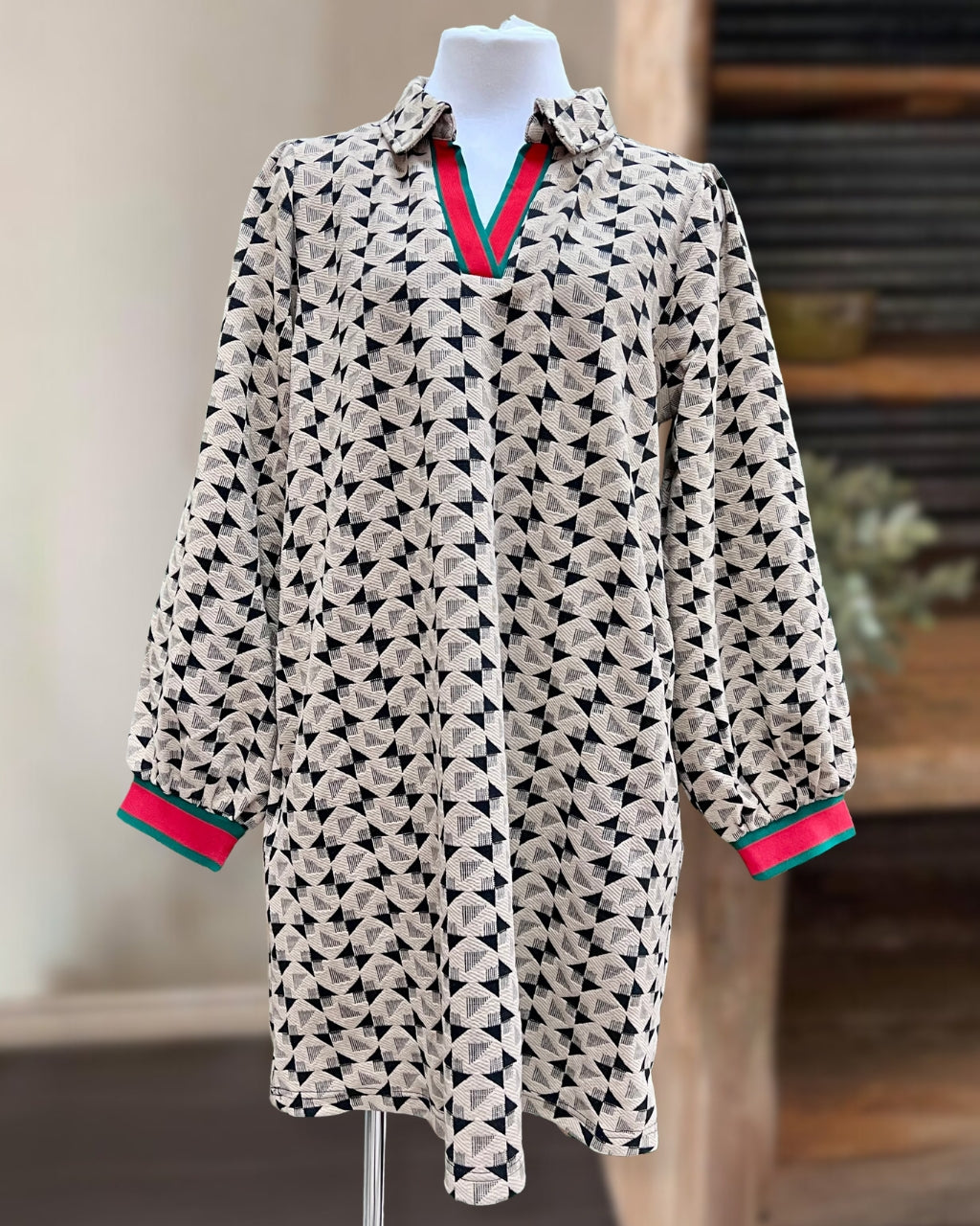 Stylish Houndstooth Print Dress