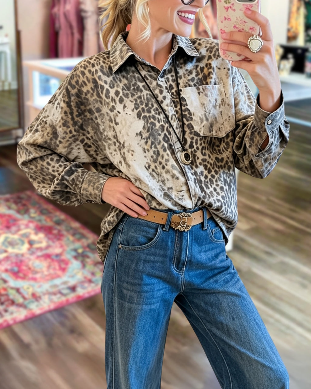 Retro Leopard Print Shirt