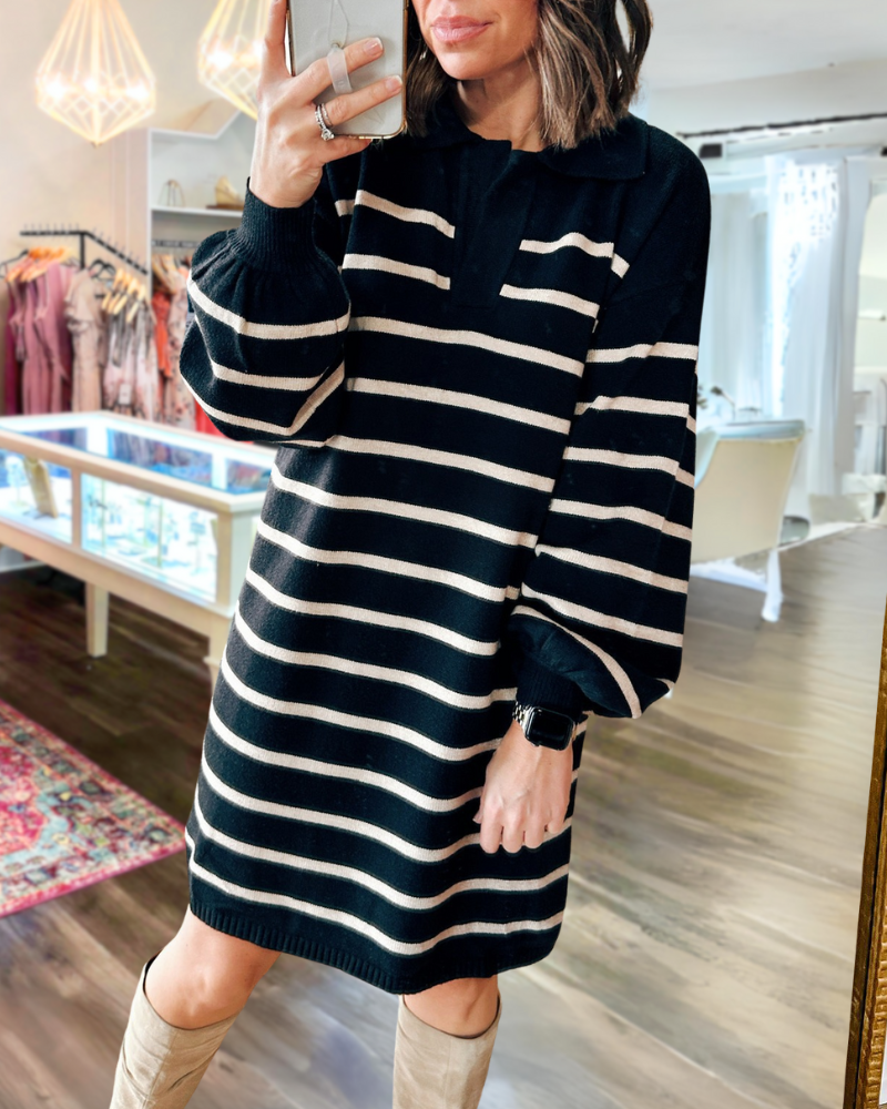 Colorblock Striped Knit Dress