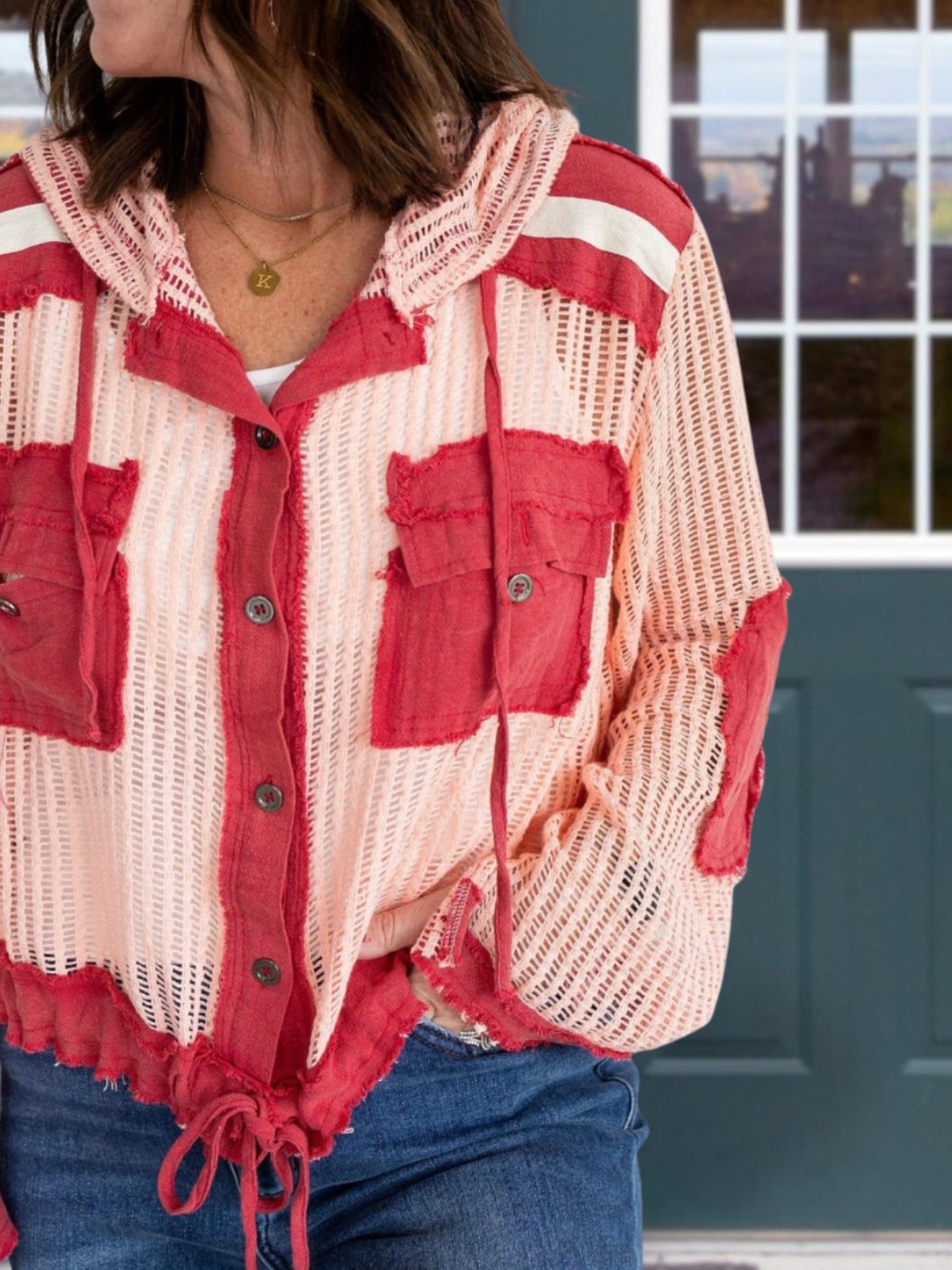 Workwear Cutout Color Blocked Hoodie