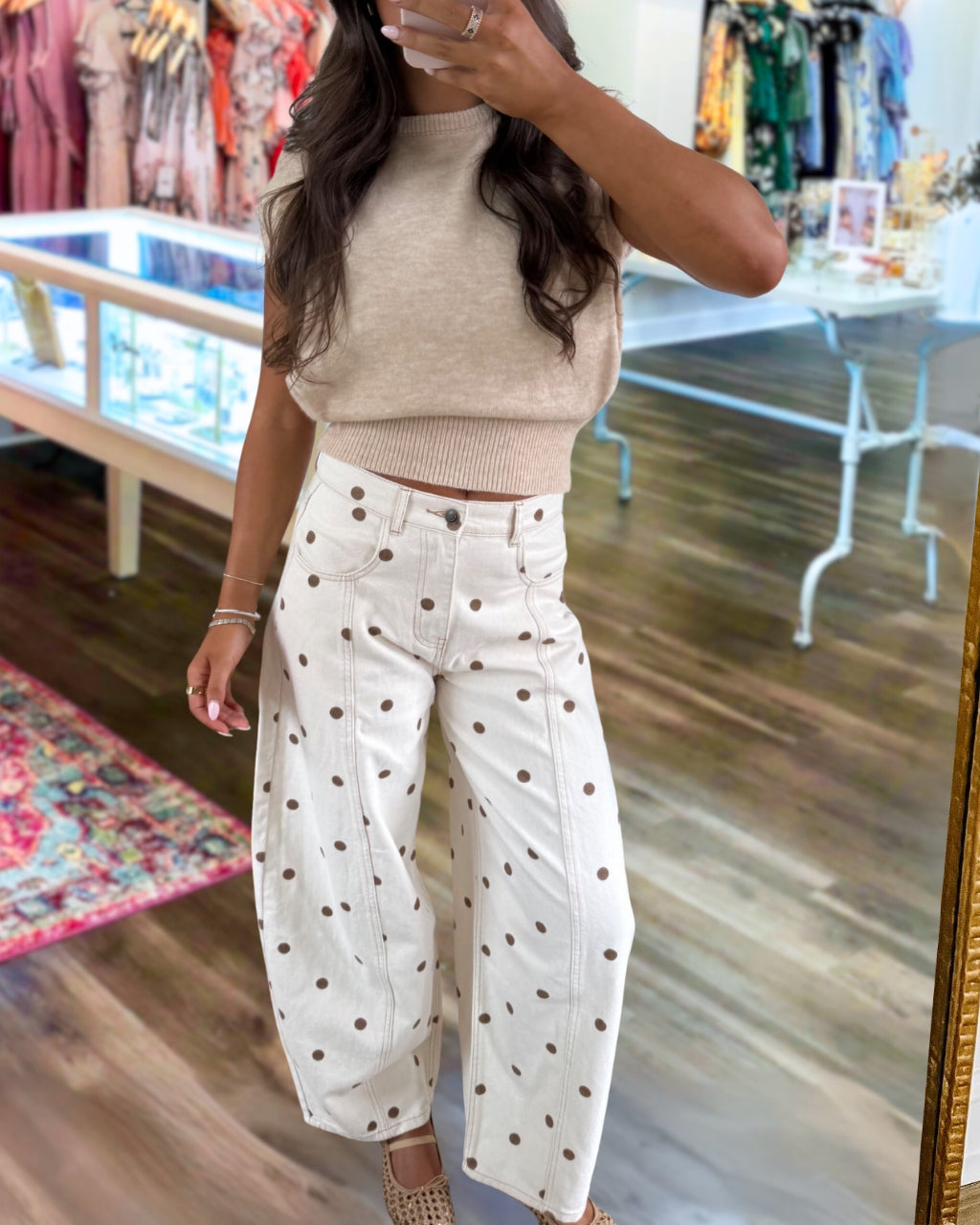 Trendy Polka Dot Print Casual Pants