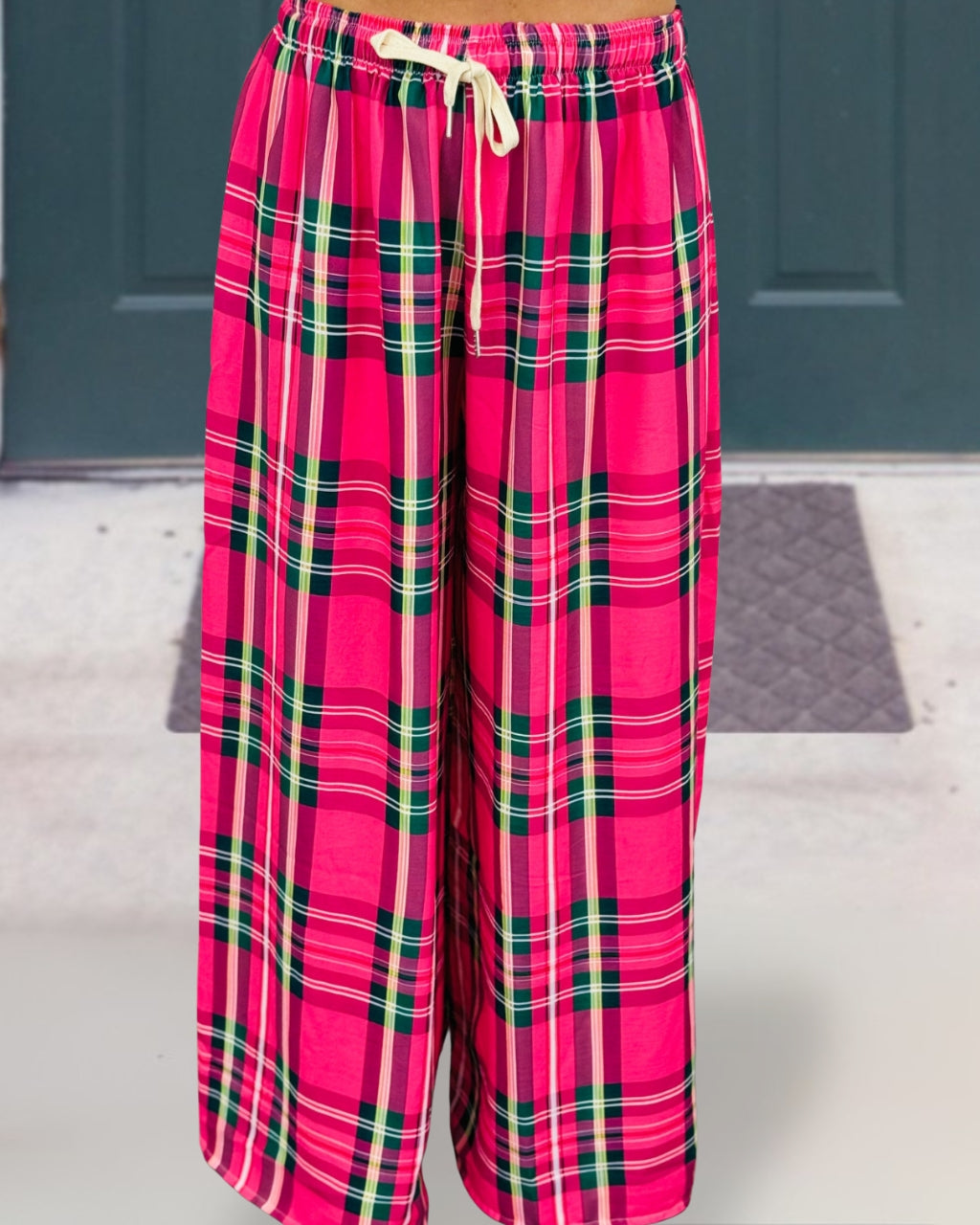 Colorful Plaid Drawstring Pants