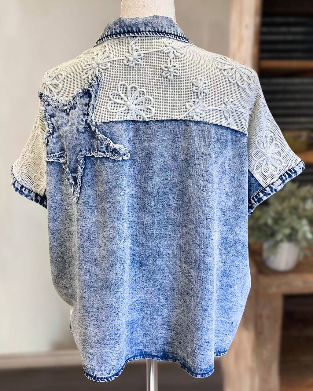 Unique Star Patch Denim Shirt