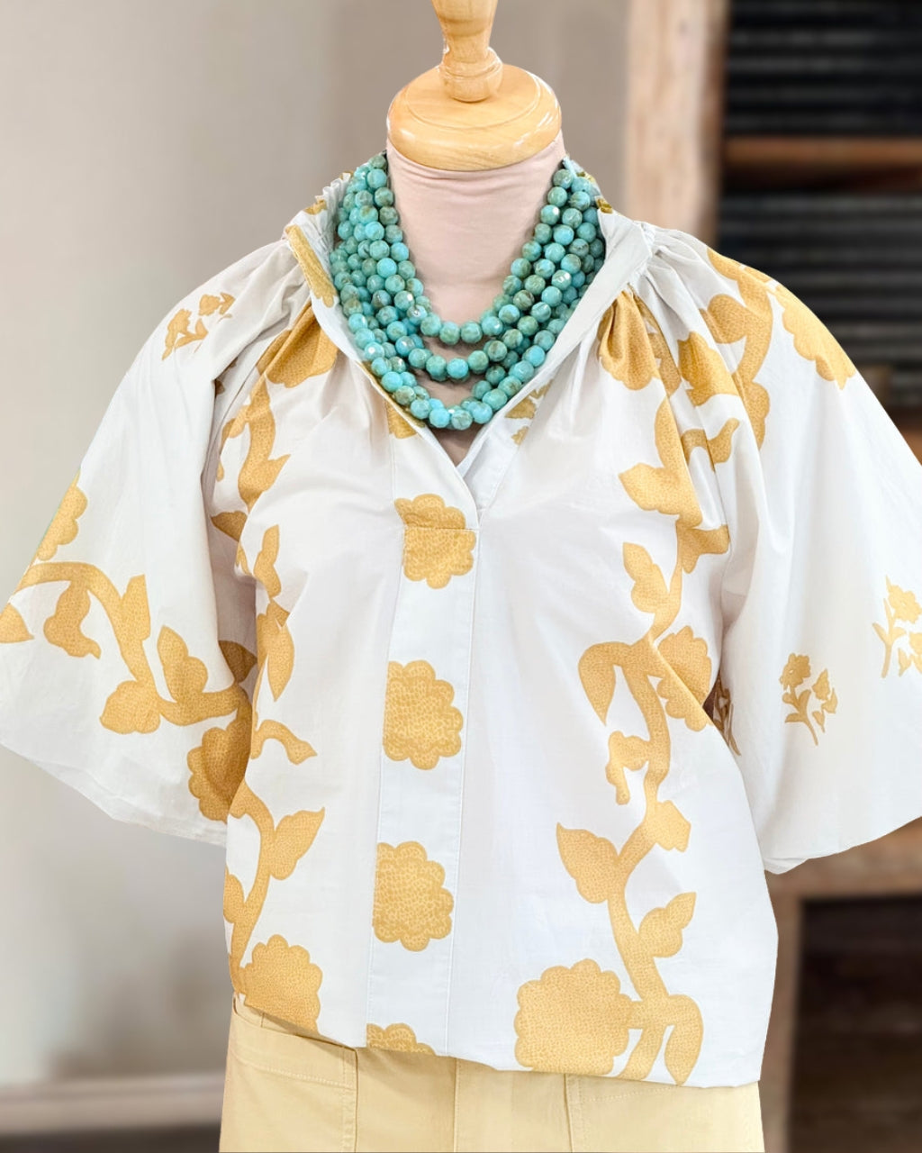 Delicate Floral Pattern Satin Top