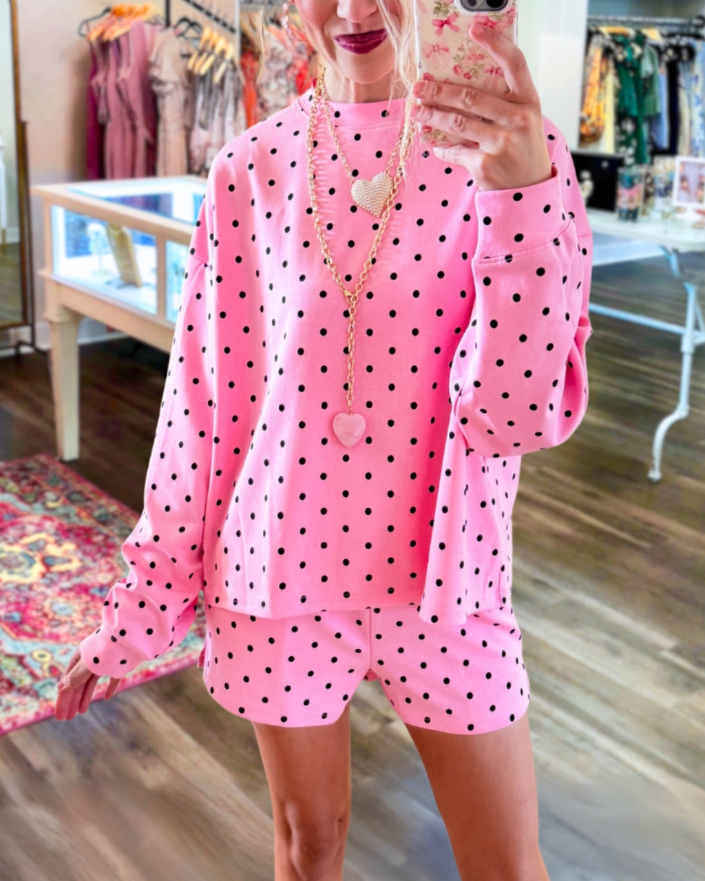 Casual Polka Dot Shorts Set