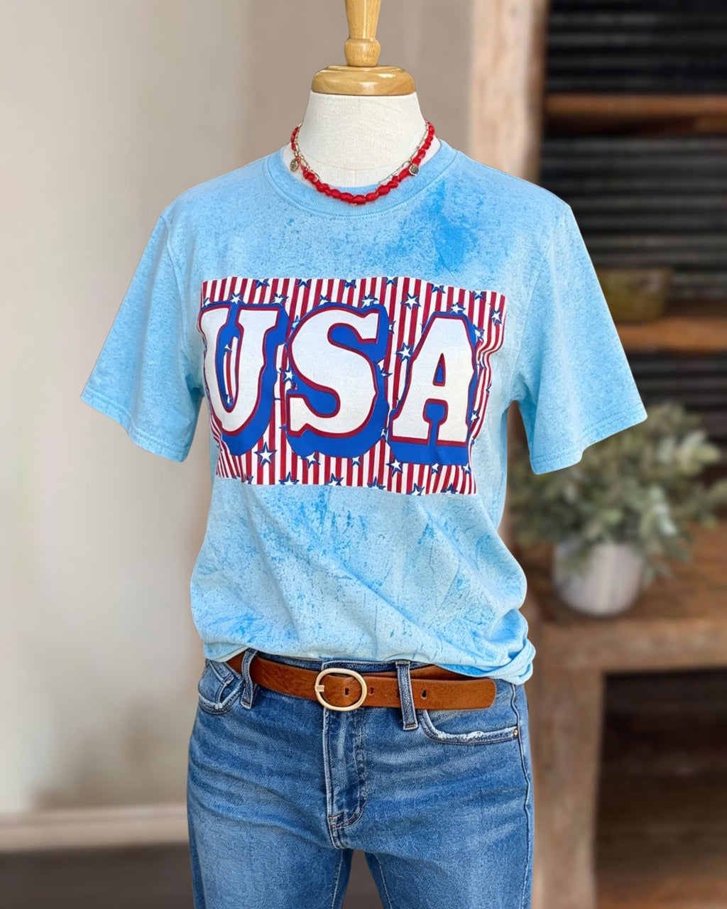 USA Stars Print T-Shirt