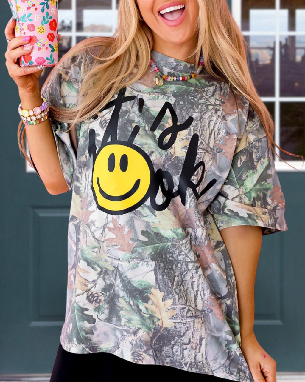 It's OK Smiley Face Camouflage T-shirt