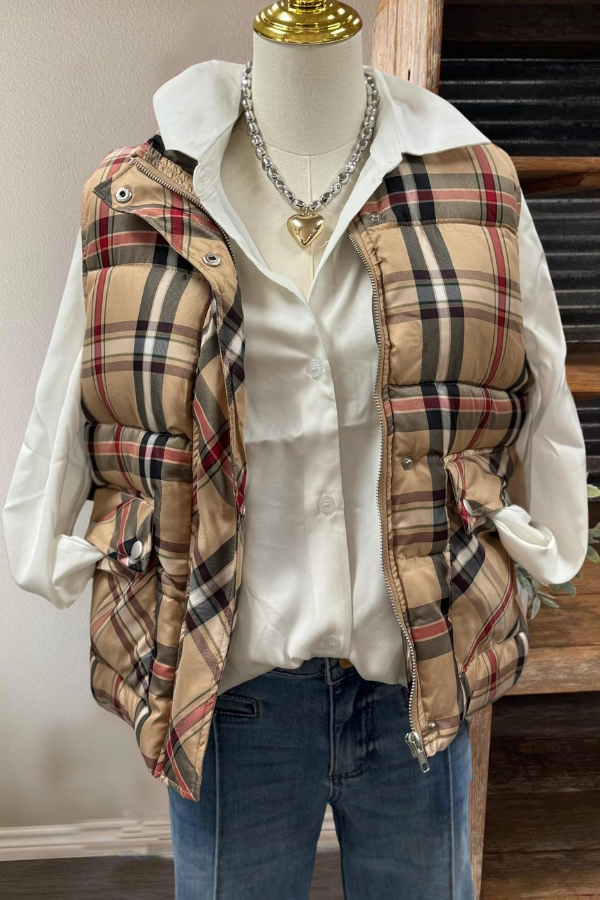 Trendy Plaid Quilted Vest