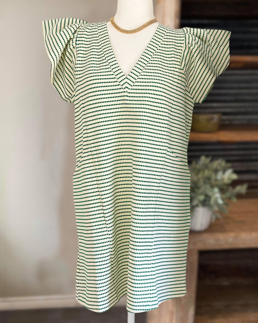 Dotted Stripe Textured Dress