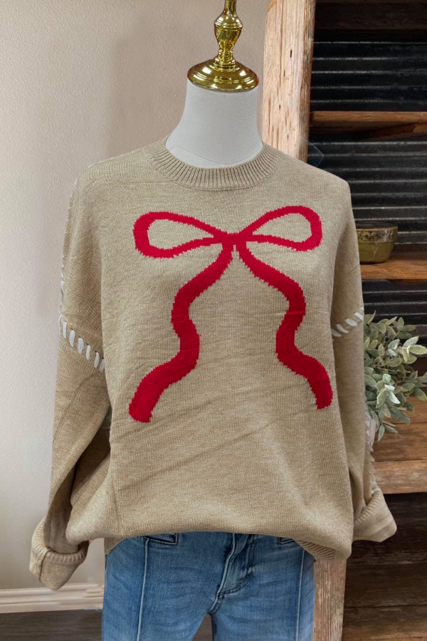 Bow Ribbon Crewneck Sweater