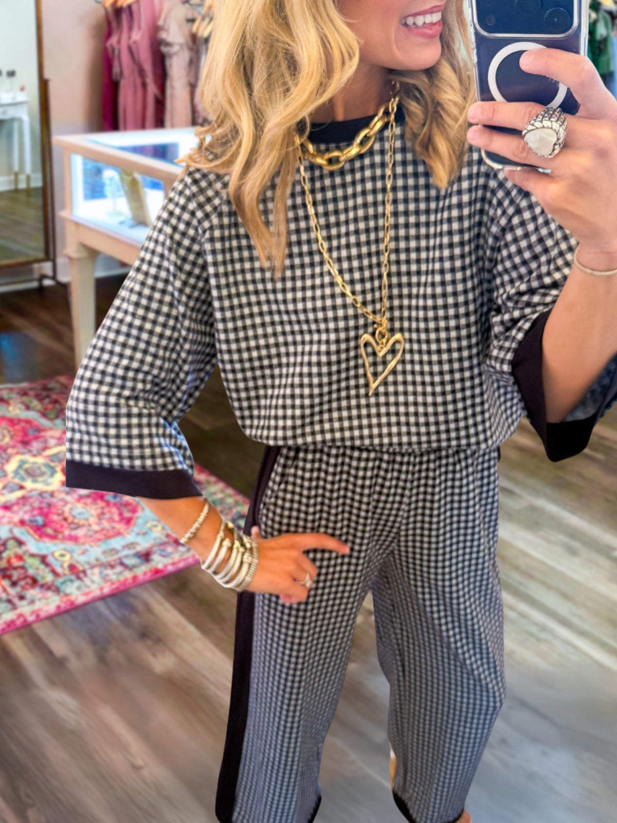 Casual Plaid Matching Set