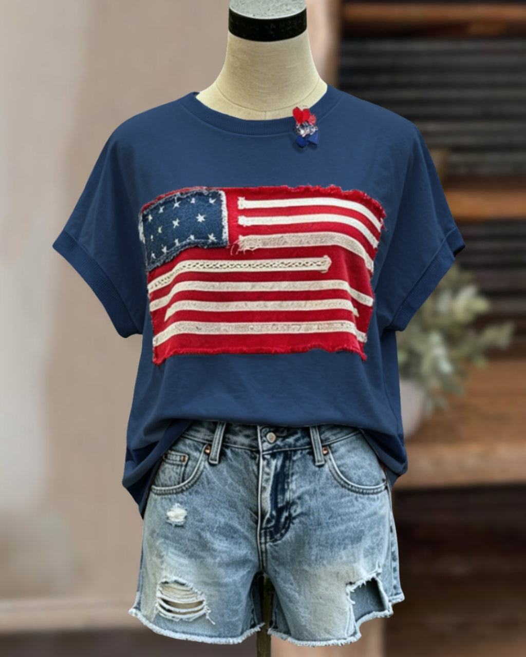 American Flag Patch T-Shirt