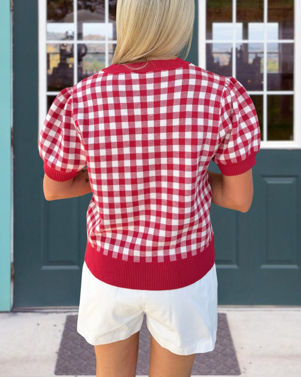 Spirited Shine Sequin Gingham Top
