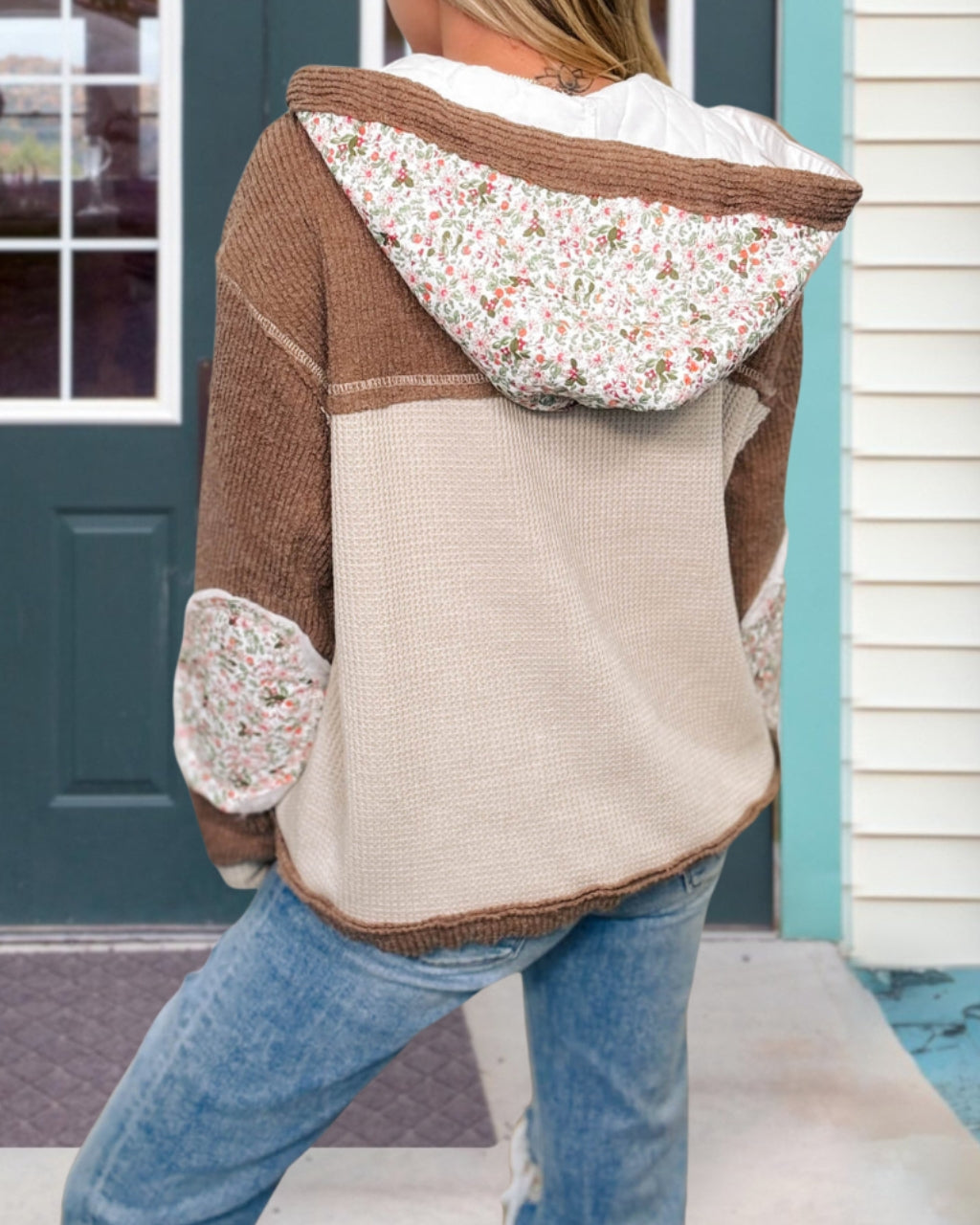 Boho Floral Patchwork Hoodie Jacket