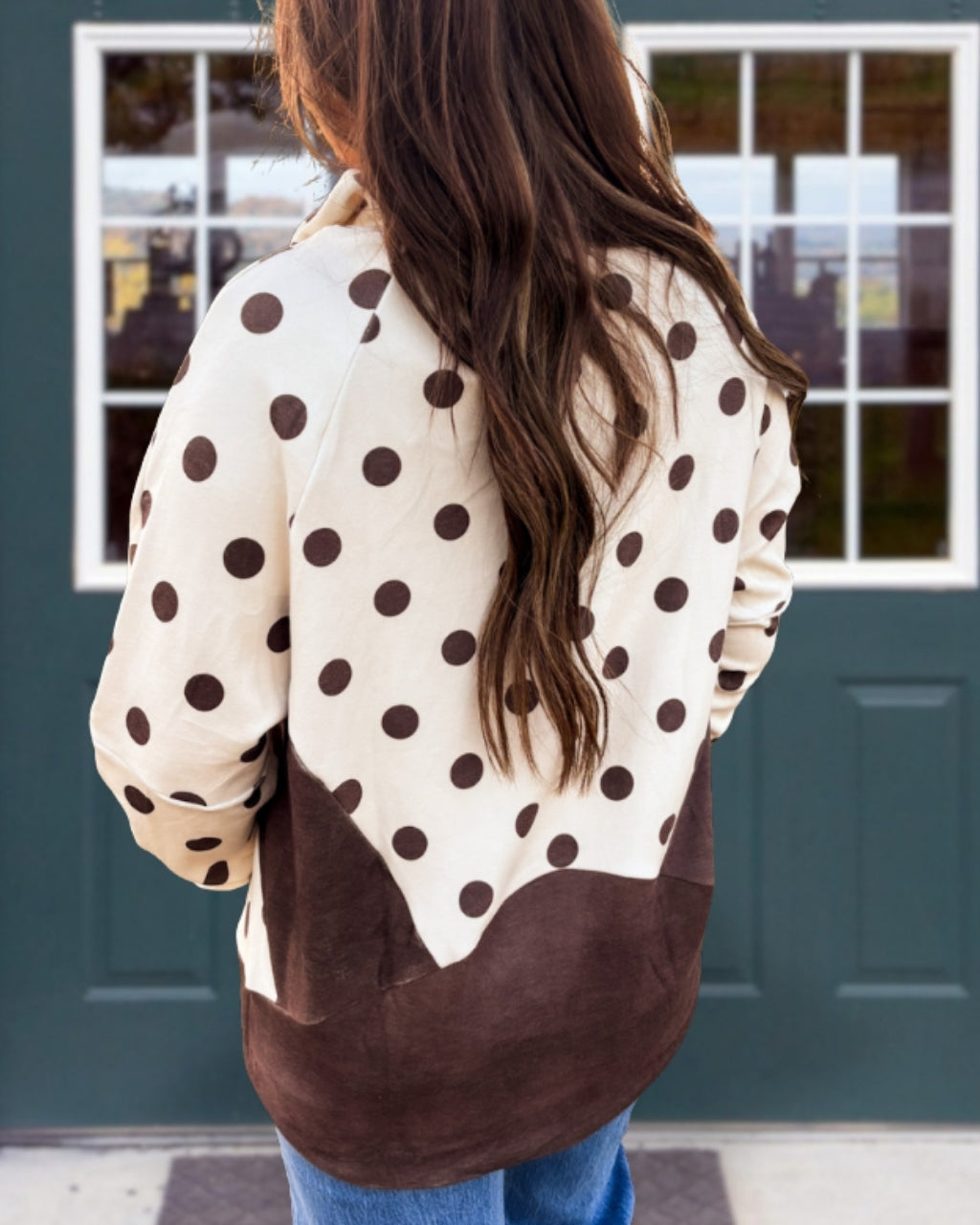 Coco Polka-Dot Half-Zip Pullover