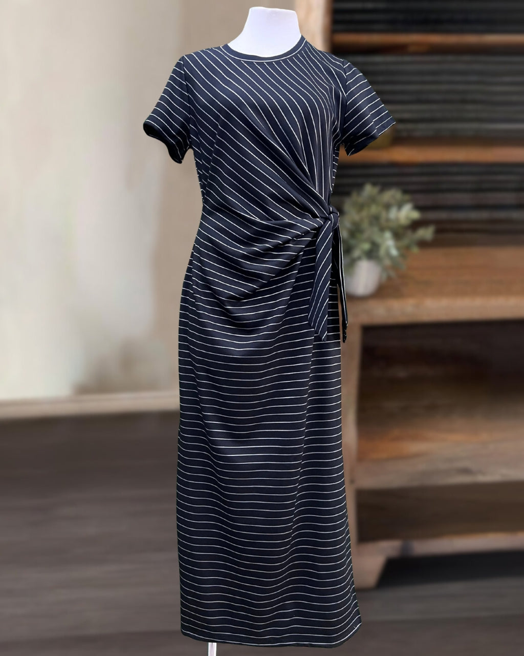 Elegant Striped Knot Dress