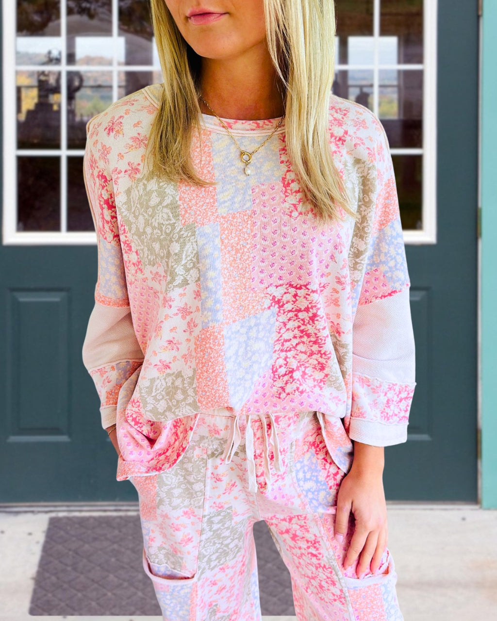 Mixed Floral Patchwork Top