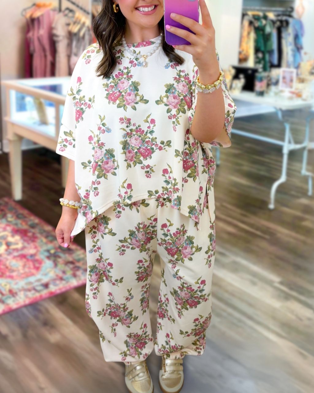 Vintage Floral Print Matching Set