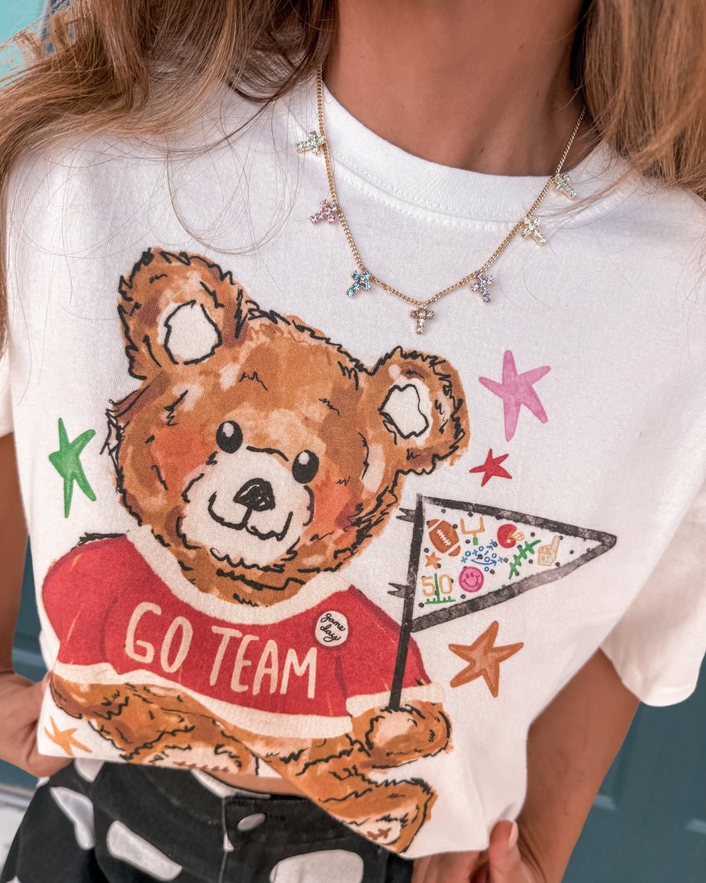Go Team Teddy Print Tee