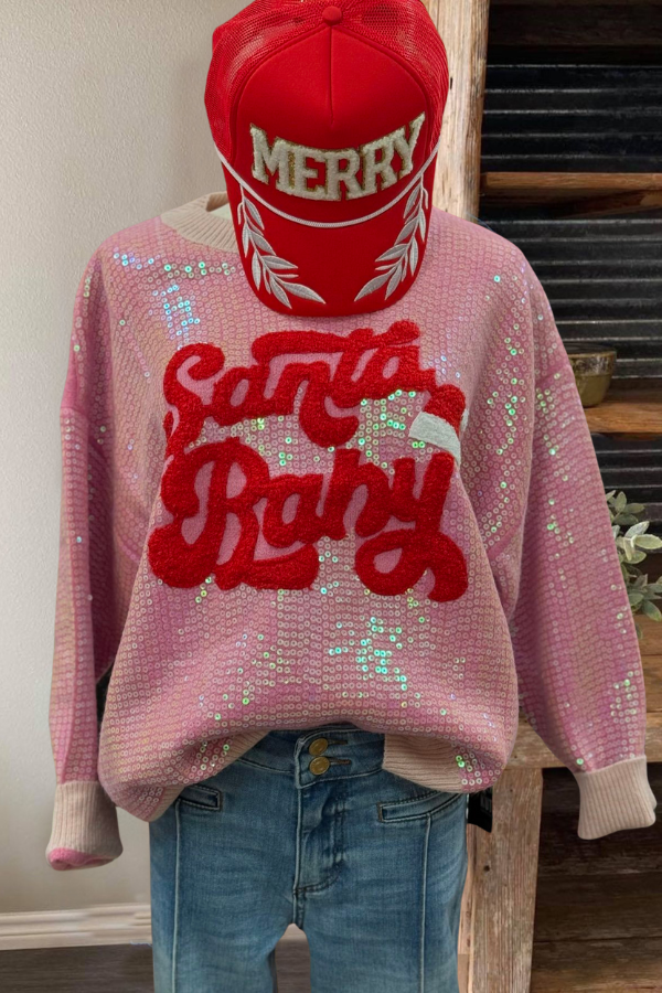 Santa Baby Patch Sequined Sweatshirt