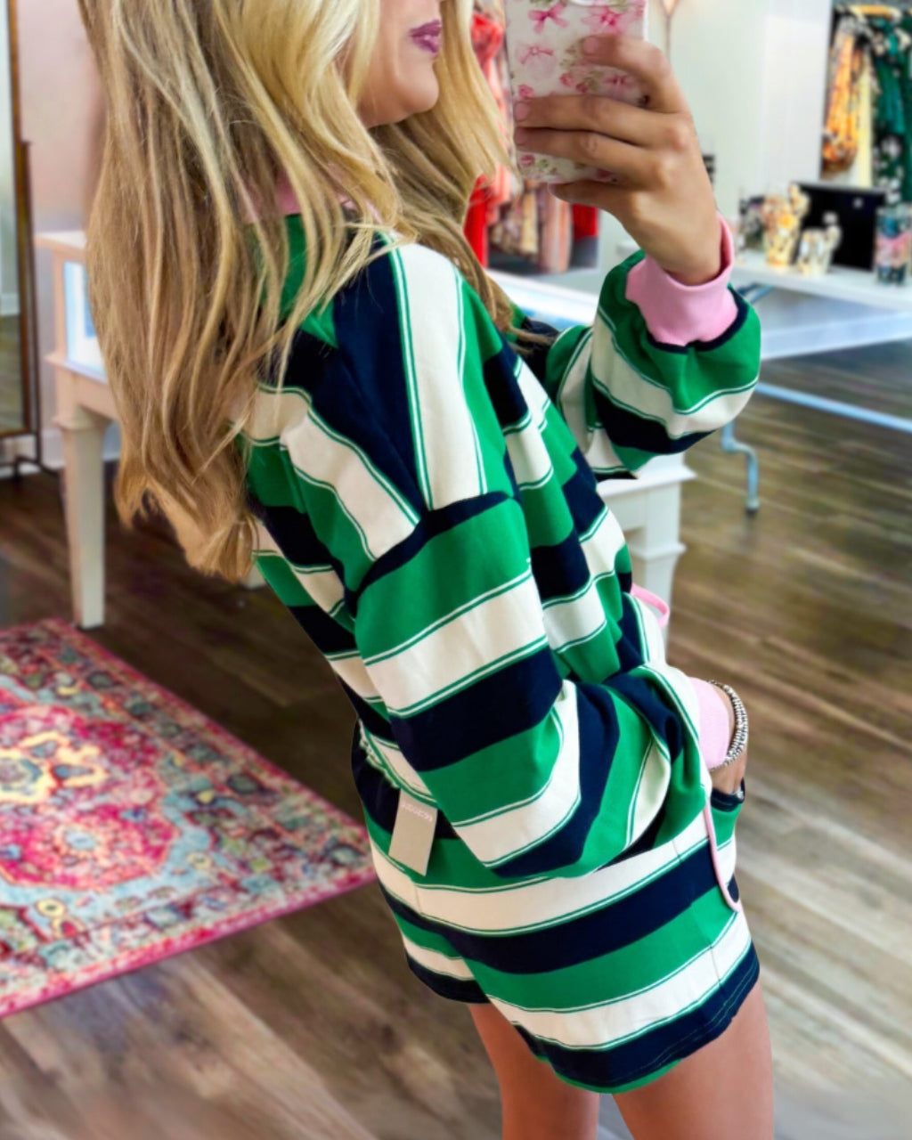 Colorblocked Striped Shorts Set